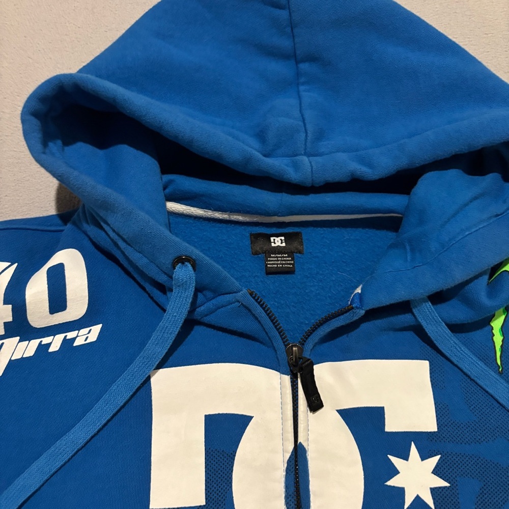 DC Shoes Ken Block Monster Hoodie Blue Y2K Skateboard Full Zip Fall Size Medium - Picture 2 of 9